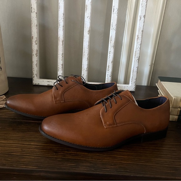 New Steven Madden men’s Fenyx Cognac dress shoes lace-up heel height 11 brown - Picture 12 of 15